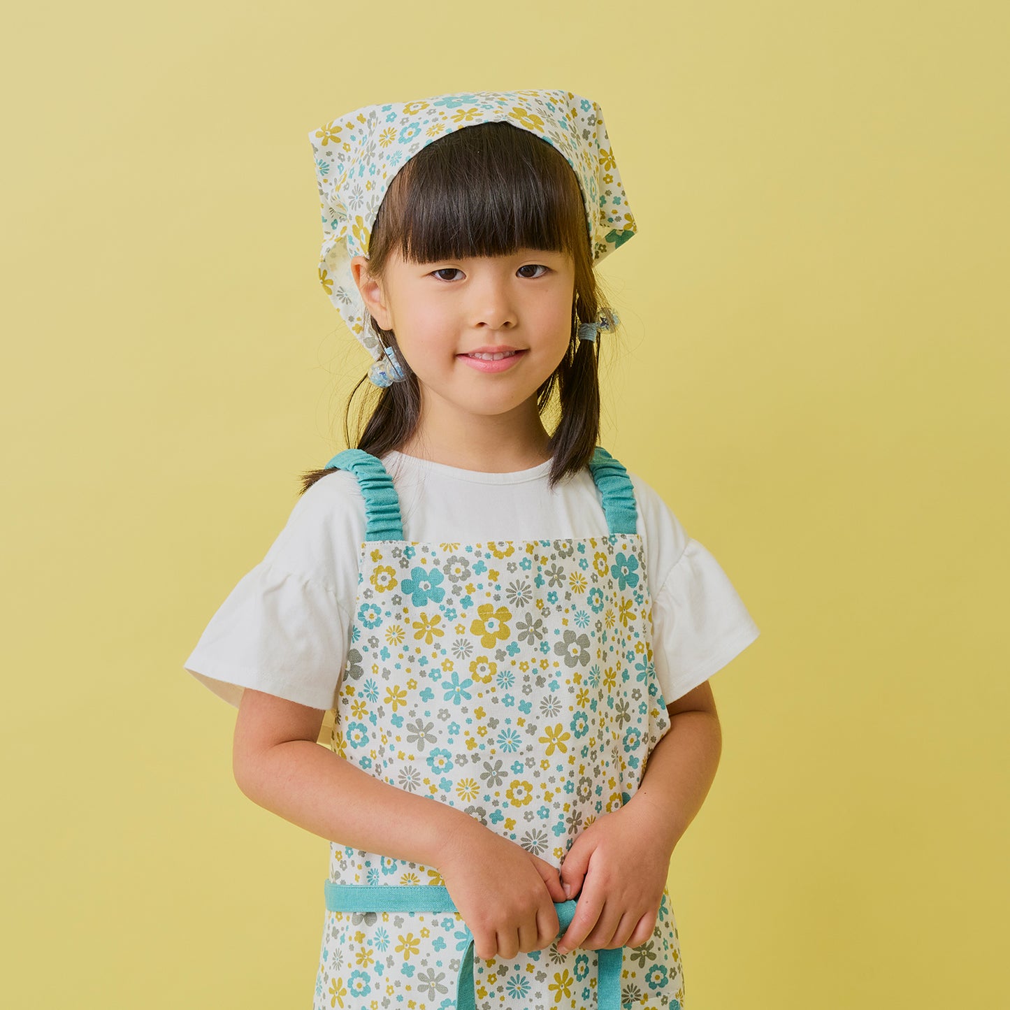 アビチュアル バンダナ・巾着付きキッズエプロンセット Lサイズ(130~150cm) リサ ブルー