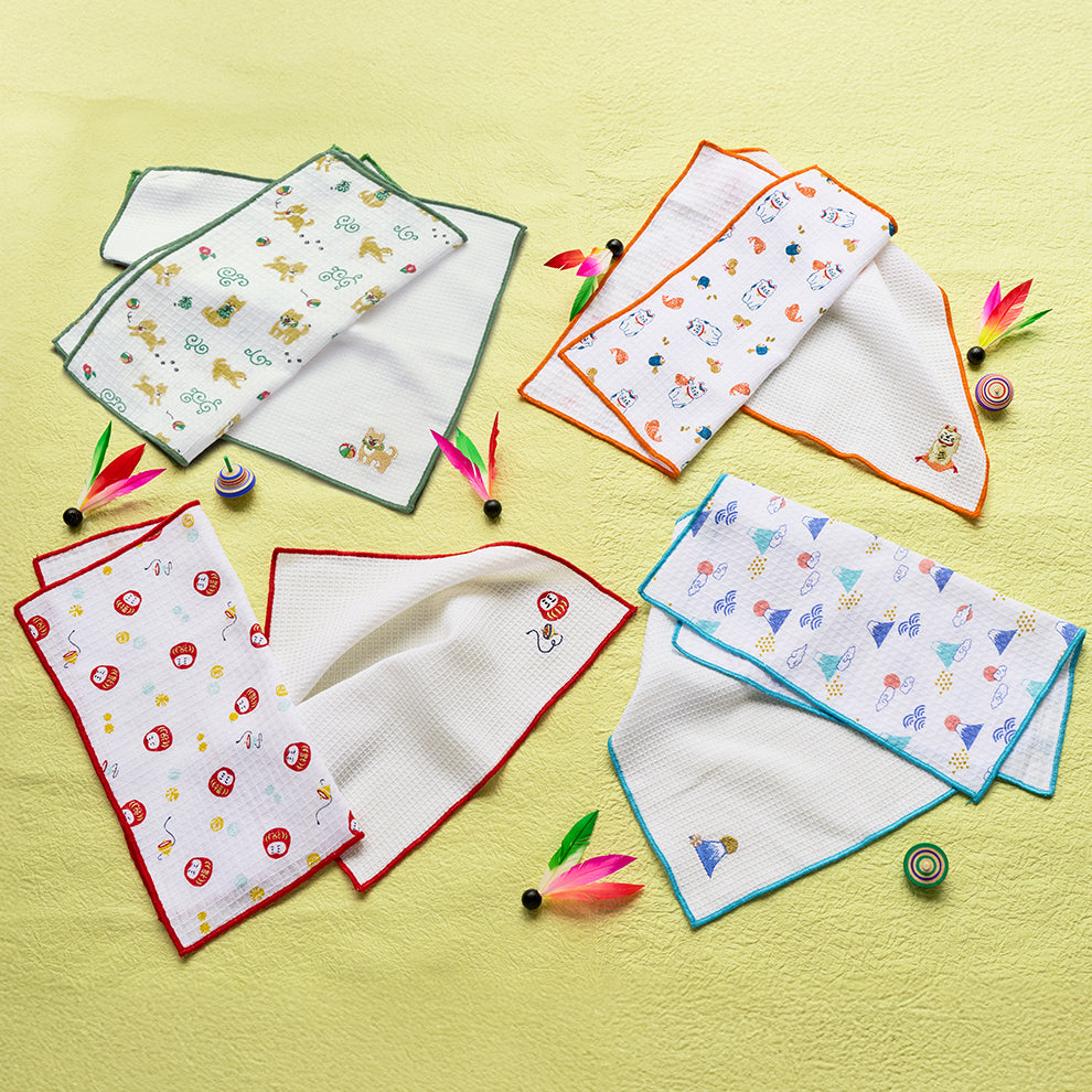 2枚セット ご挨拶クロス 招き猫/オレンジ