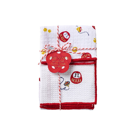 ２枚セット ご挨拶クロス だるま／レッド【2025AW新作】