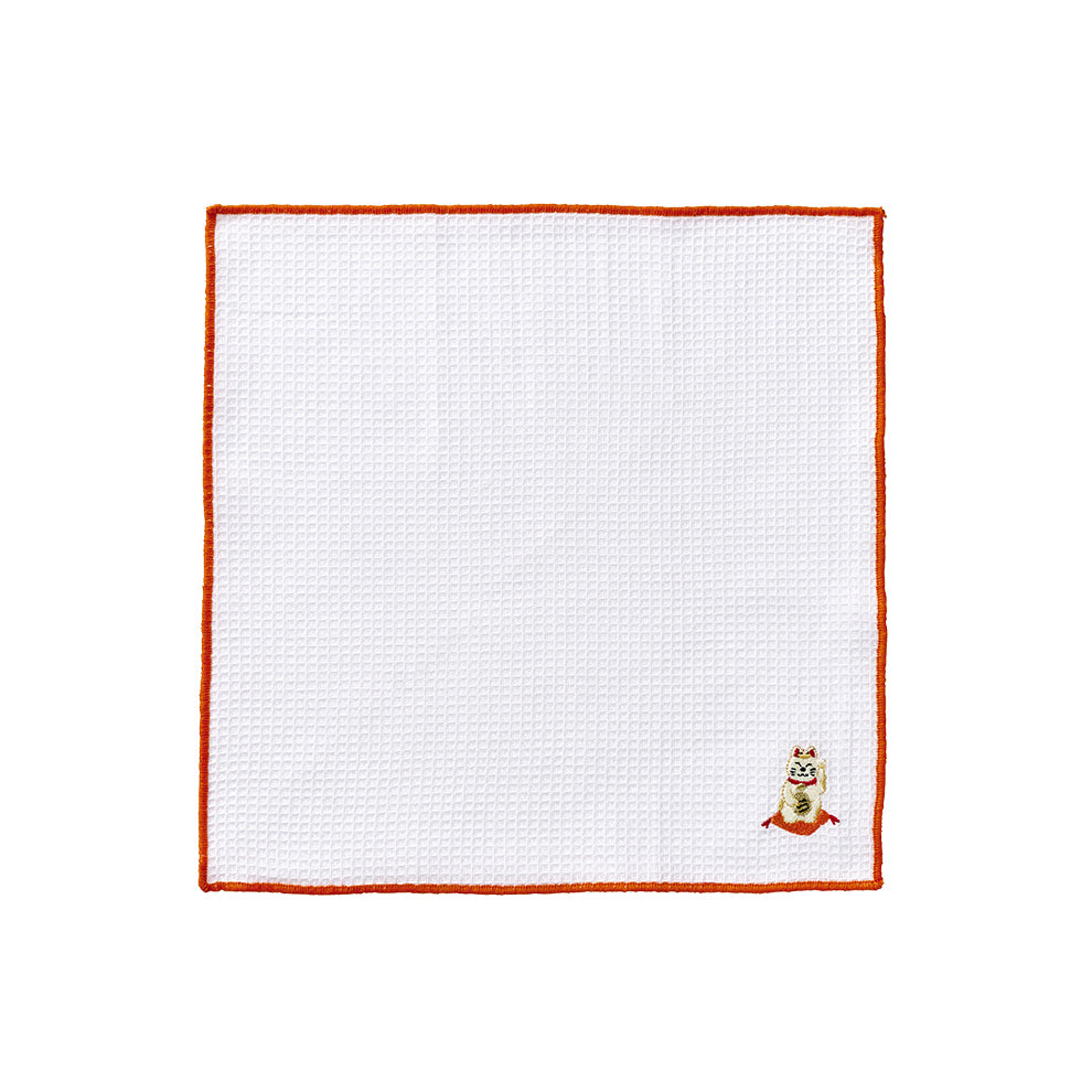 ２枚セット ご挨拶クロス 招き猫／オレンジ【2025AW新作】