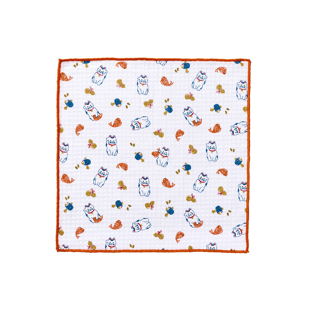 ２枚セット ご挨拶クロス 招き猫／オレンジ【2025AW新作】