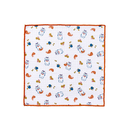 ２枚セット ご挨拶クロス 招き猫／オレンジ【2025AW新作】