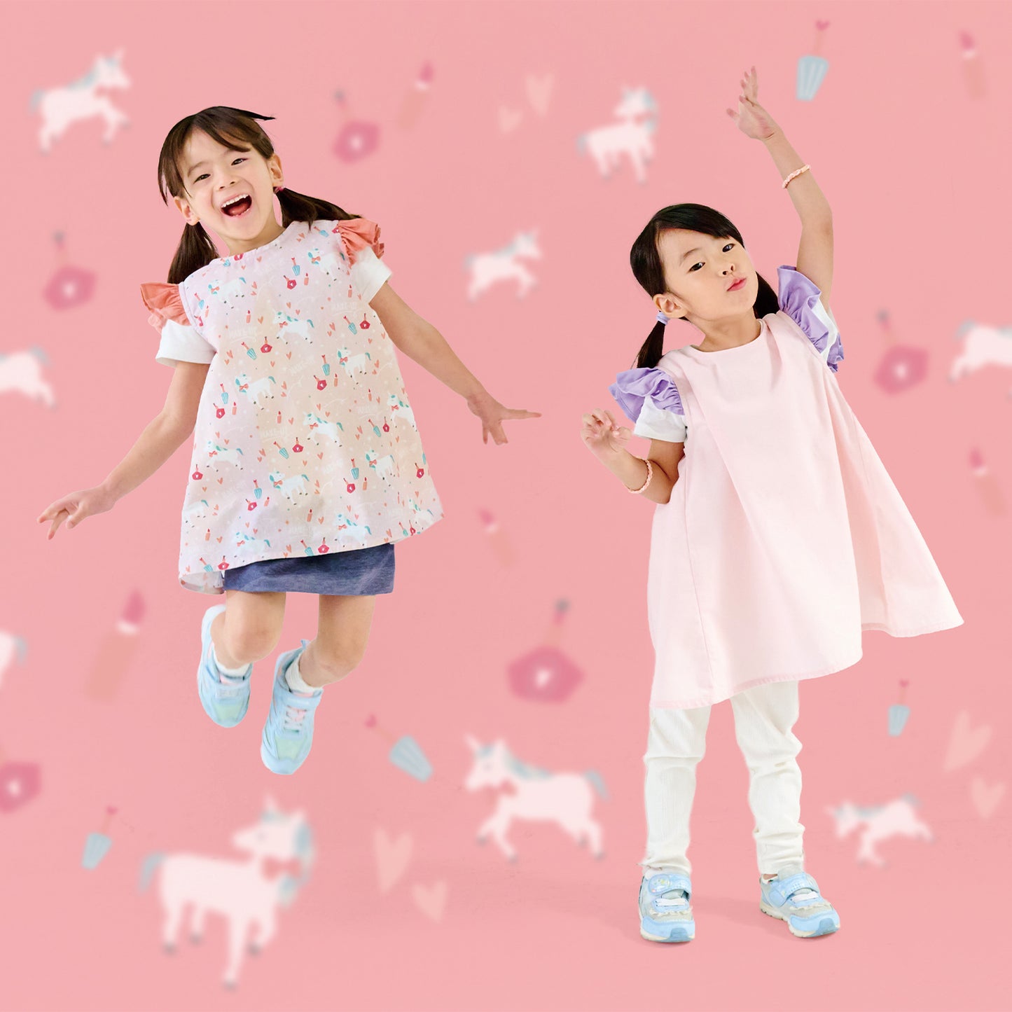 アビチュアル フリルキッズエプロン Mサイズ（100～130cm）ブルー【2026年SS新作】