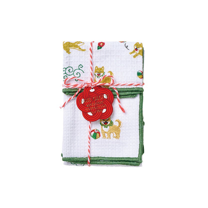 ２枚セット ご挨拶クロス 招き猫／オレンジ